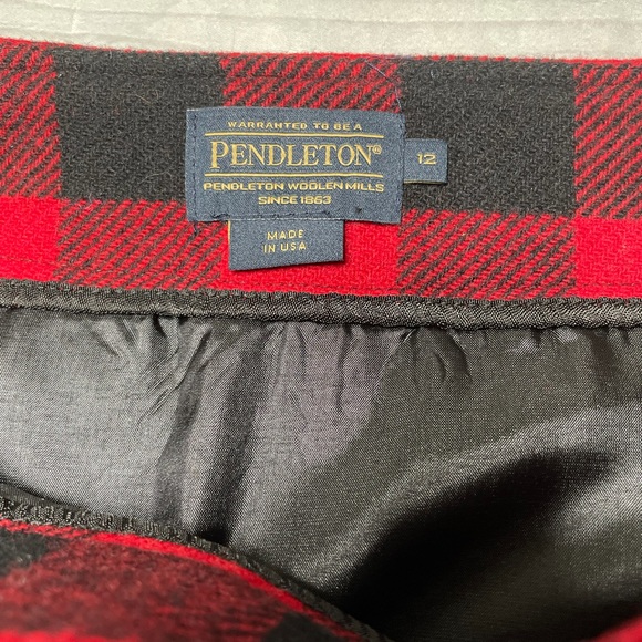 Pendleton Aurora Wrap Skirt Black Red Buffalo Plaid Size 12 - Picture 3 of 7